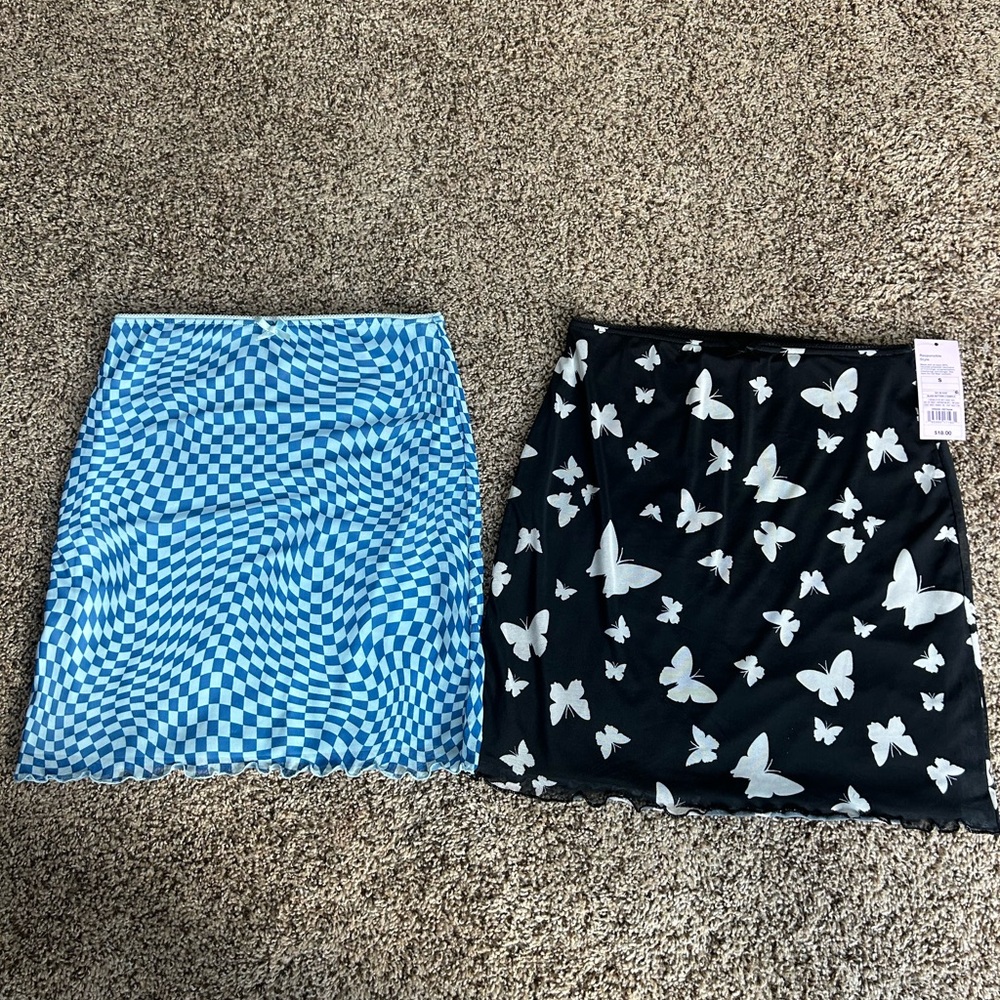 NWT Wild Fable Skirt Blue Black Butterfly